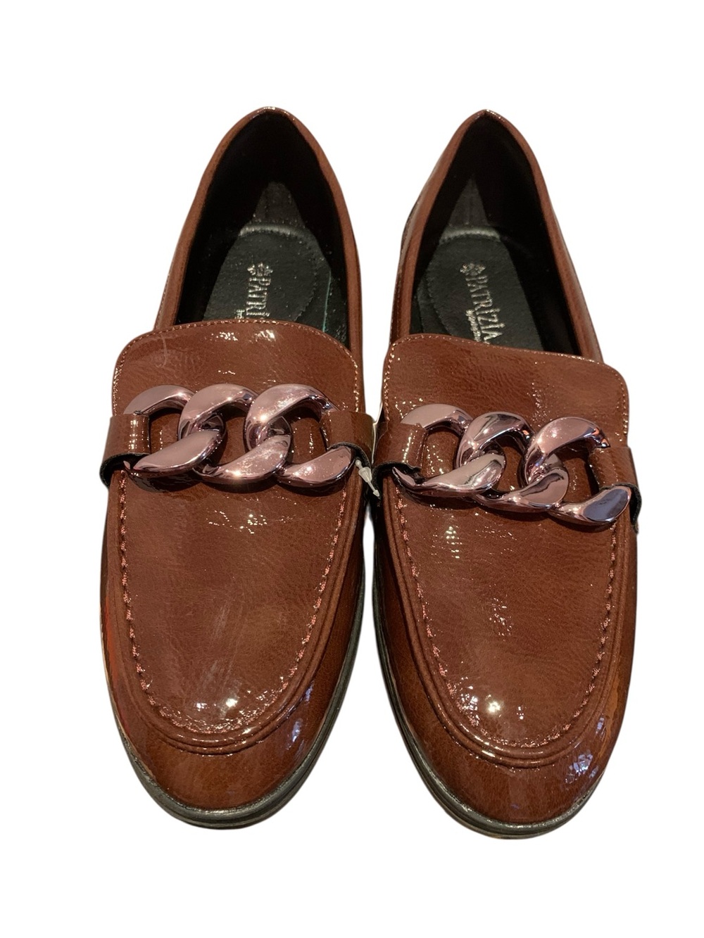 PATRIZIA NWT! SLIP-ON, METALLIC CHAIN LOAFERS. EXCELLENT CONDITION!